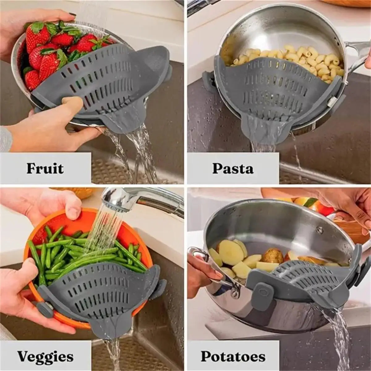 Adjustable Clip On Strainer For Pans