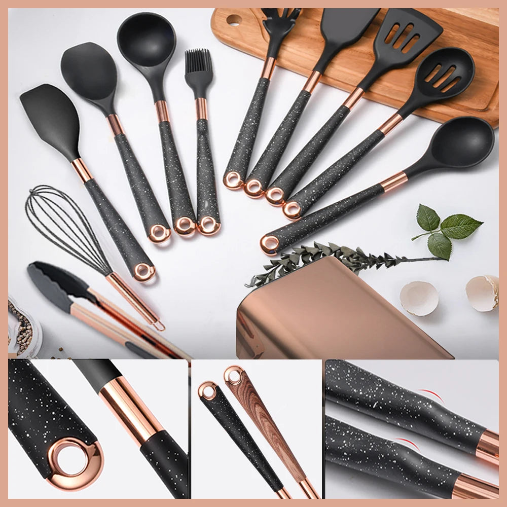 Sunset Gold Plated Silicone Utensils Set