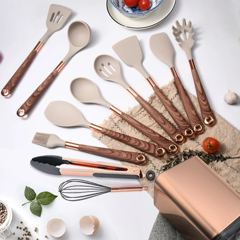 Sunset Gold Plated Silicone Utensils Set