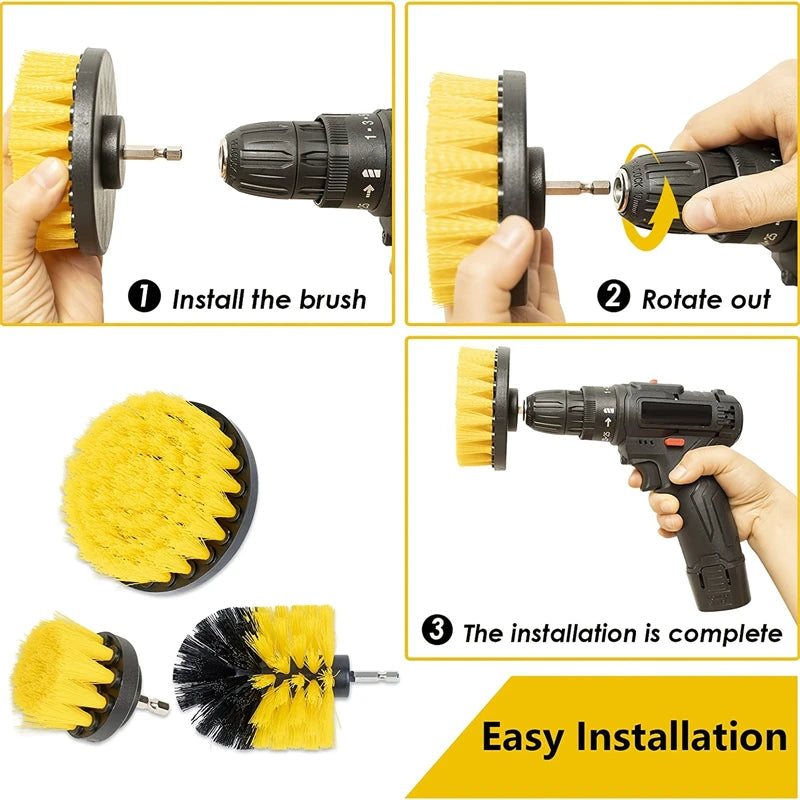 3pcs Drill Brush Attachment Set