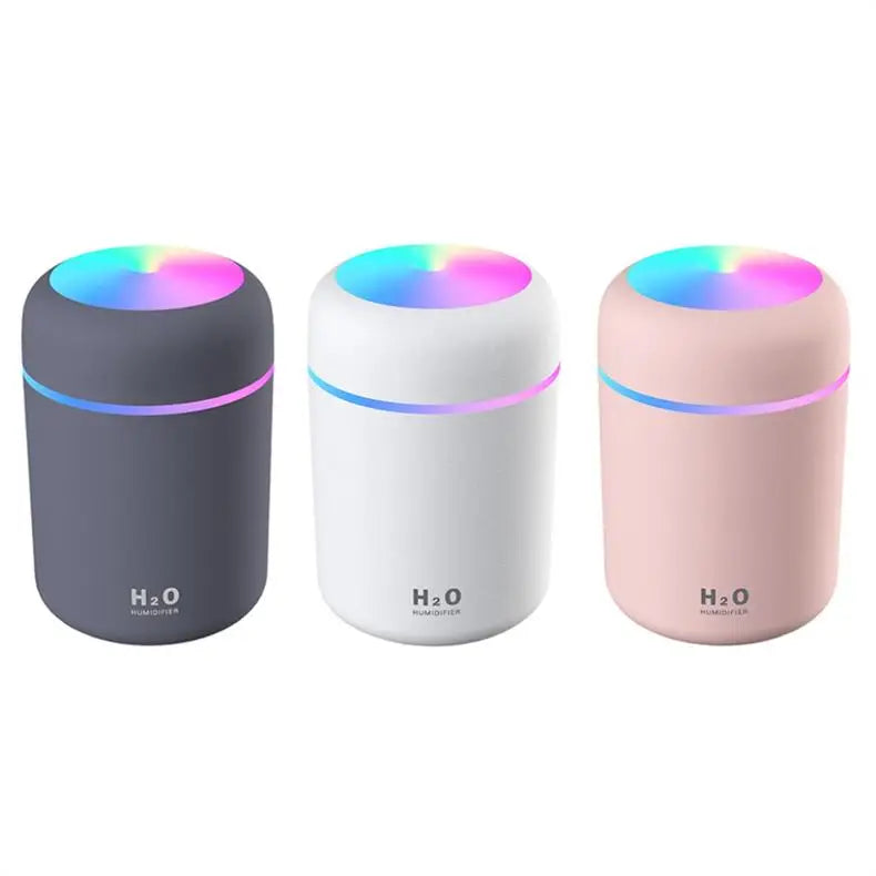 USB Cool Mist Sprayer Portable 300ml Electric Air Humidifier Aroma Oil Diffuser with Colorful Night Light for Home Car