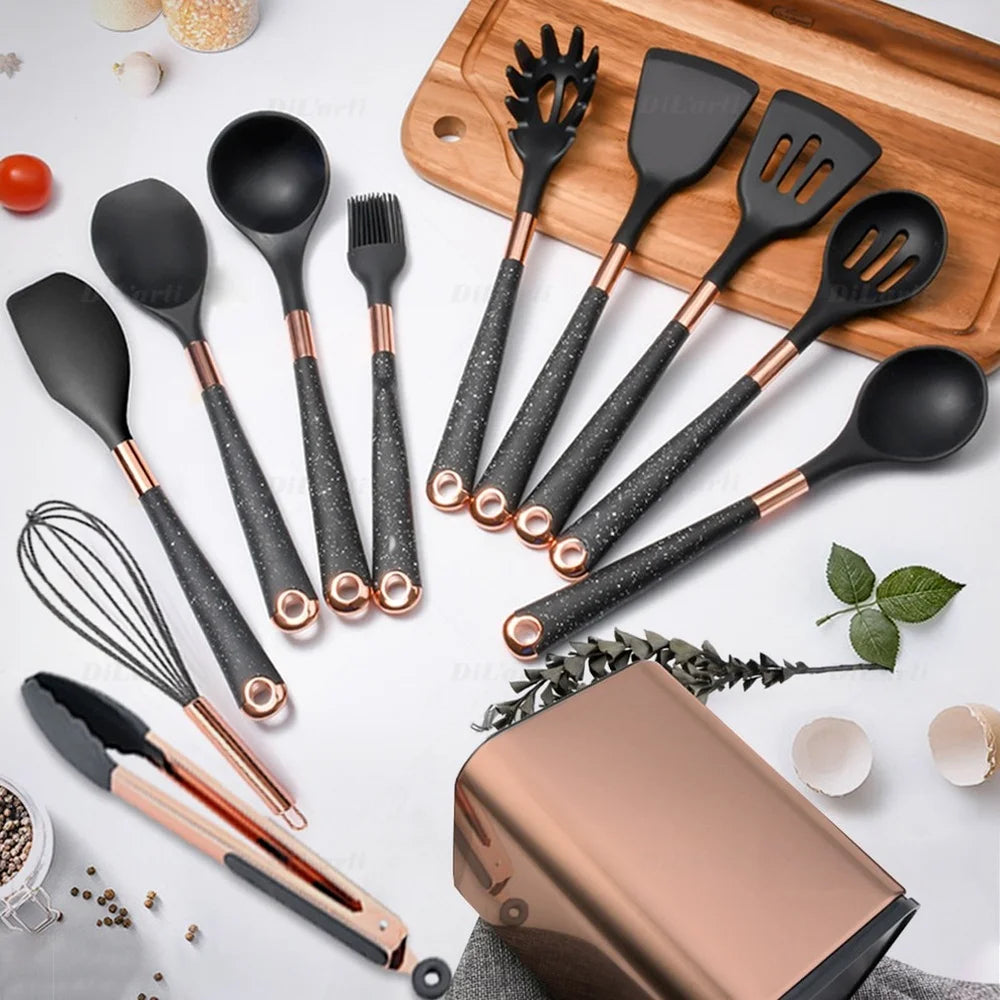 Sunset Gold Plated Silicone Utensils Set