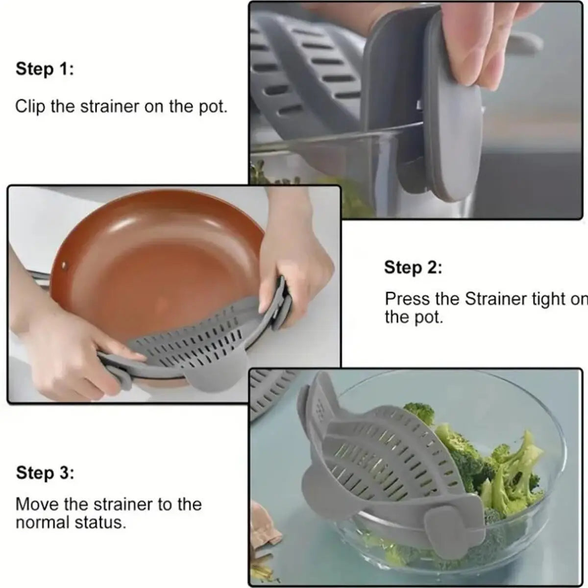 Adjustable Clip On Strainer For Pans